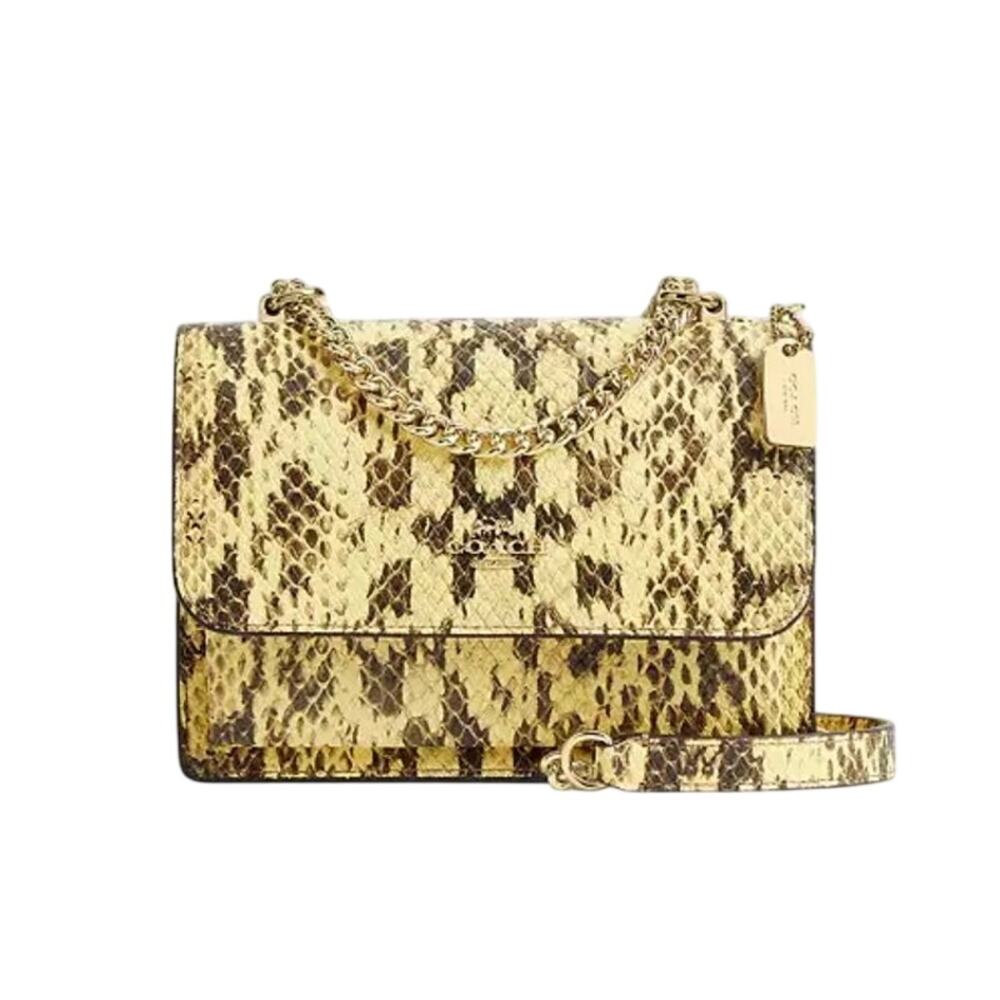 Coach Mini Klare Crossbody Bag Yellow Snake Embossed